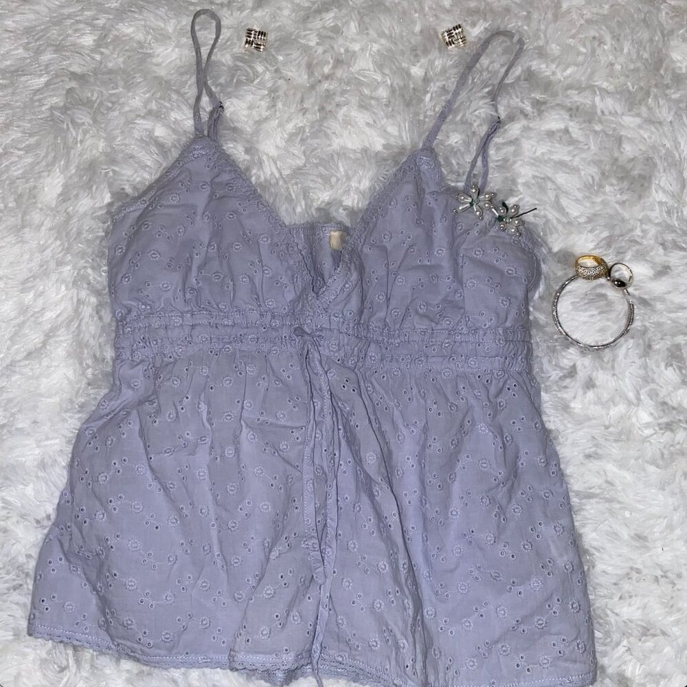 Brandy Melville Pointelle Top in Baby Blue